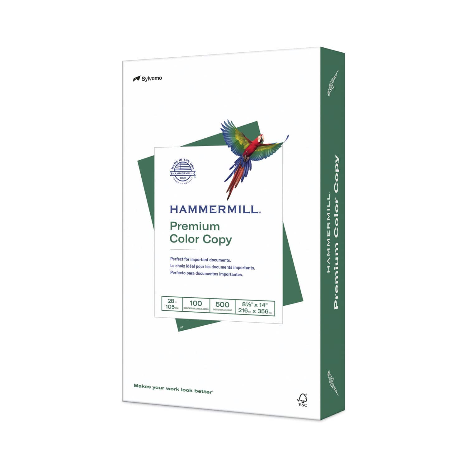 Hammermill - Premium Color Copy Print Paper, 100 Bright, 28 lb Bond Weight, 8.5 x 14, Photo White, 500/Ream