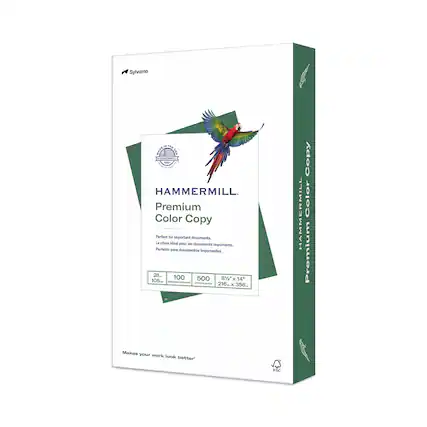 Sylvamo, HAMMERMILL, Premium Color Copy, Perfect for important documents, La choix ideal pour les documents importants, Perfecto para documentos importantes, 28, 100, 105, 500, 81* 14, 216m x 356, HAMMERMILL, Copy, Color, Premium, Makes your work look better, FSC
