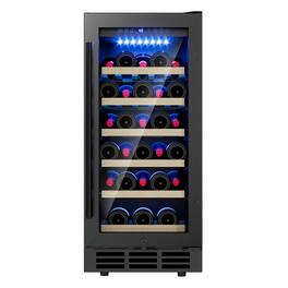 Euhomy - 30-Bottle 15 in Dual Zone Wine Fridge - Undercounter/Freestanding Cooler, Reversible Door & Removable Shelves - Black