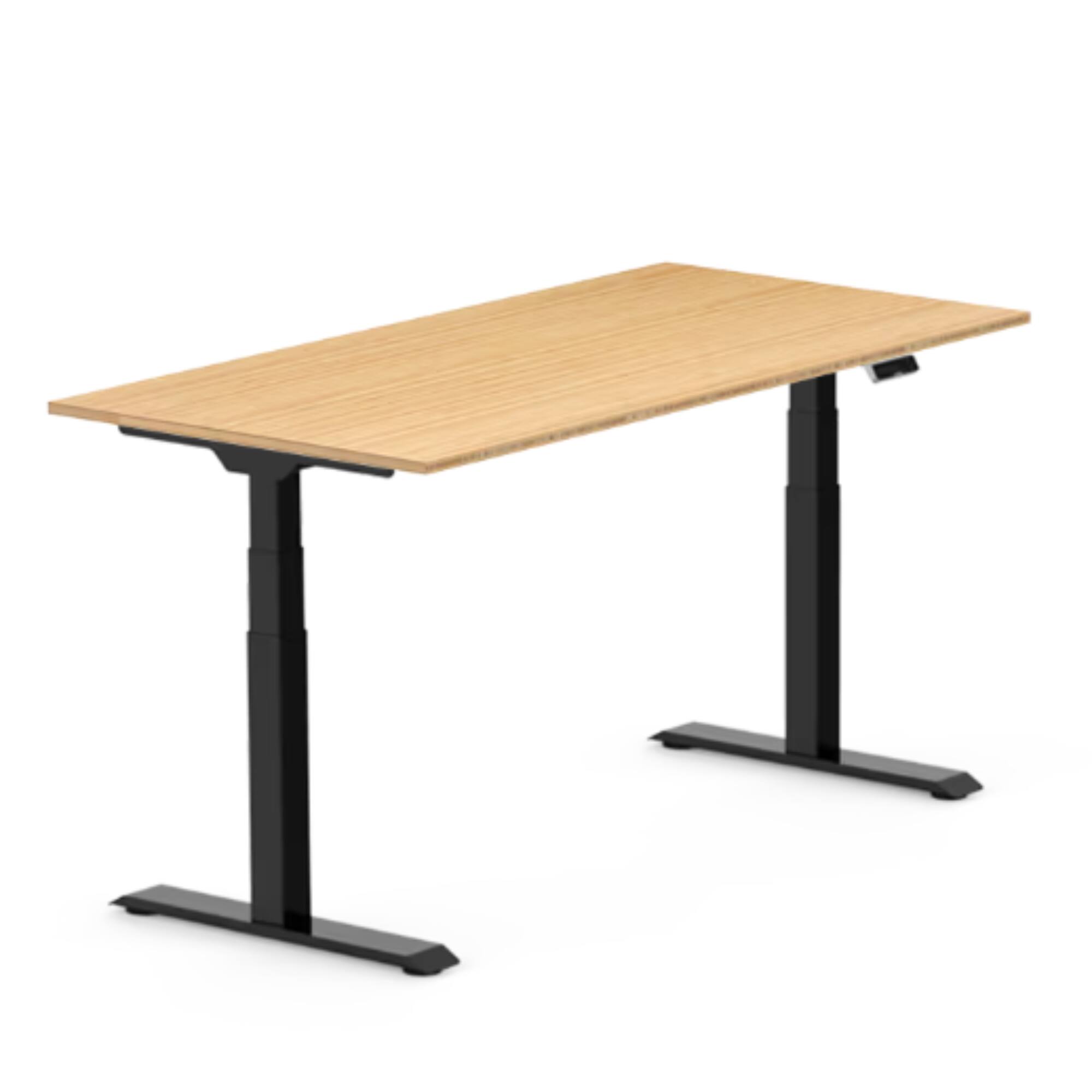 Front. FlexiSpot - FlexiSpot E7 60''W Electric Adjustable Standing Desk, Bamboo/Black - Bamboo.
