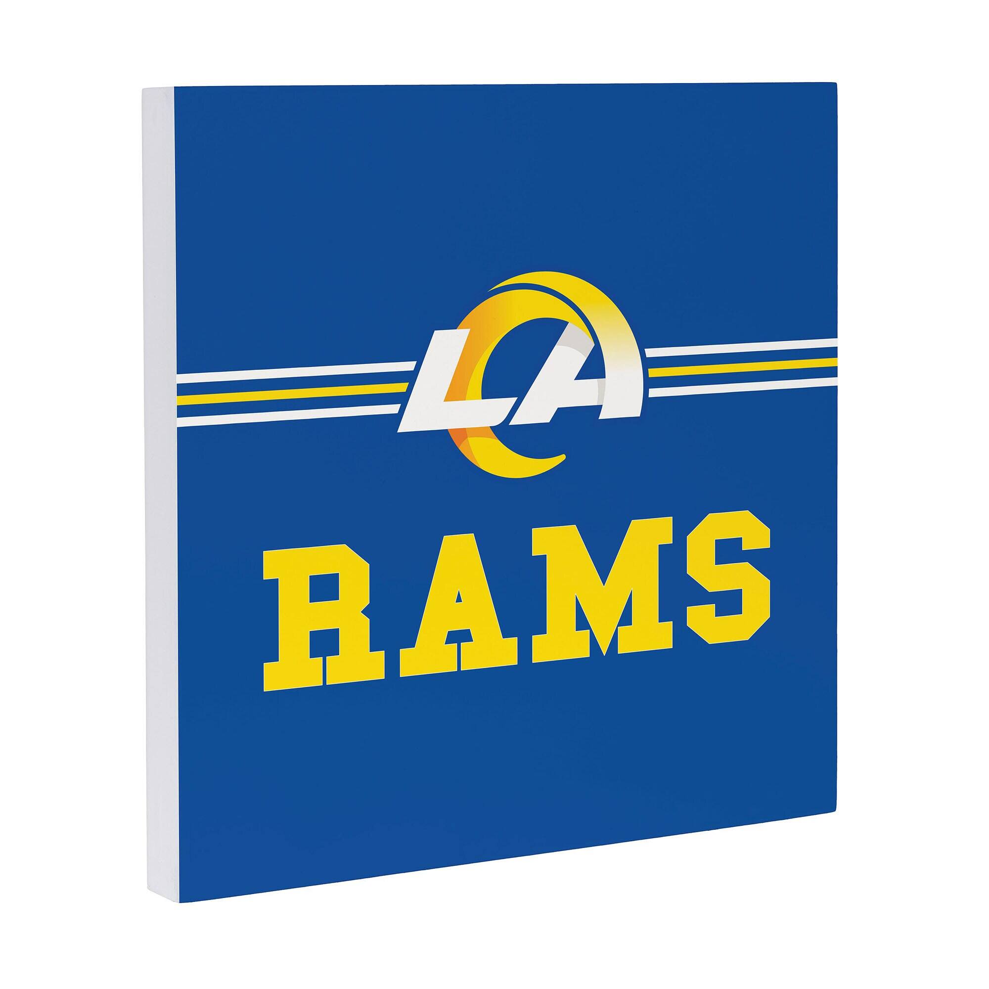 Alt View 1. Evergreen Enterprises - Los Angeles Rams 12" x 12" Wood Wall Sign - Multicolor.