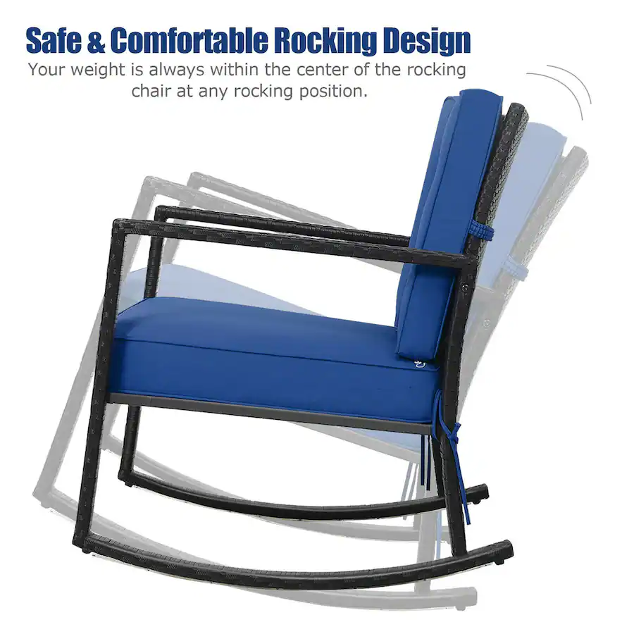 Gymax Outdoor Wicker Rocking Chair Patio Lawn Rattan Single Chair ...