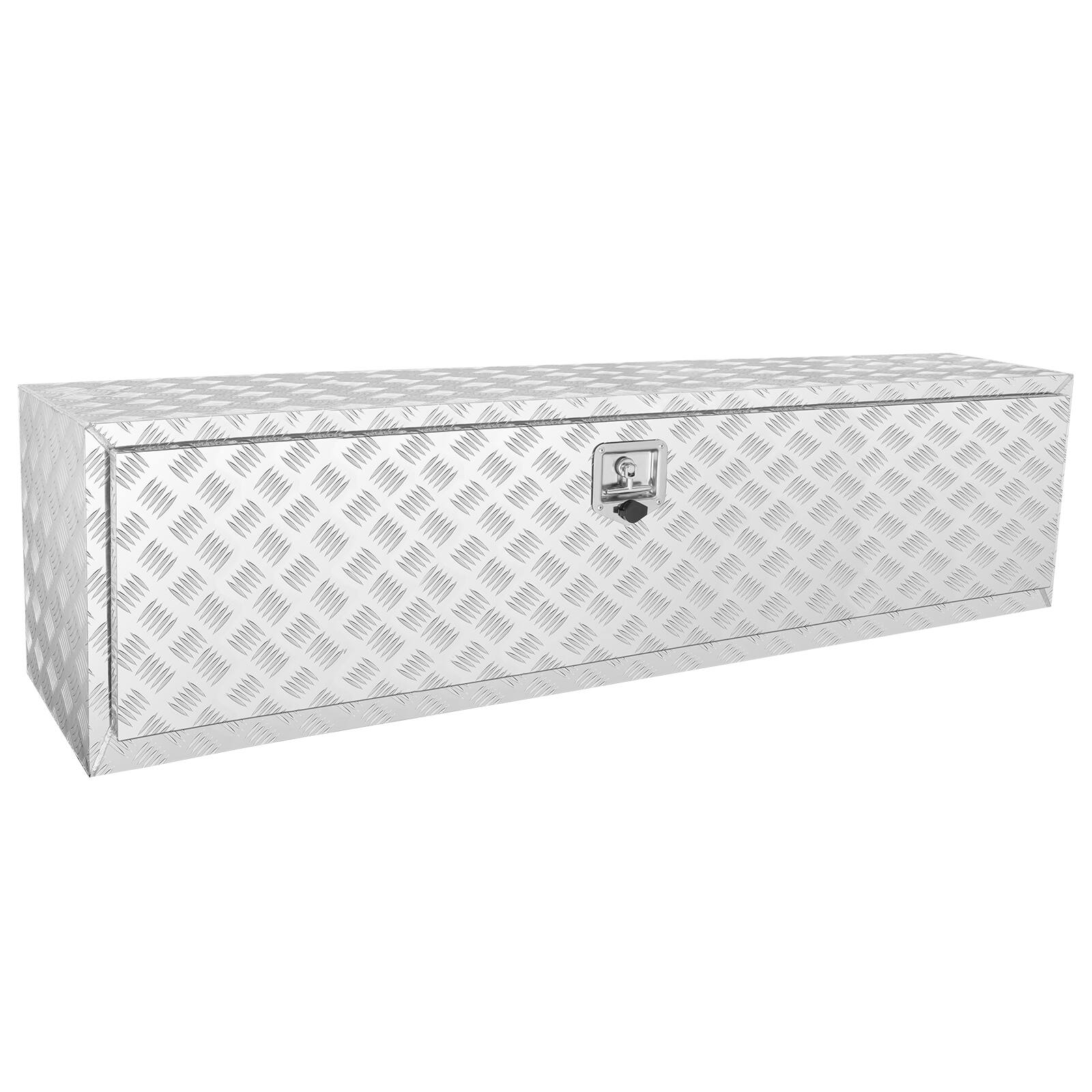 Alt View 5. VEVOR - Underbody Truck Box, 60"×17"×18" Pickup Storage Box, Heavy Duty Aluminum Diamond Plate Tool Box with Lock and Keys - Silver.