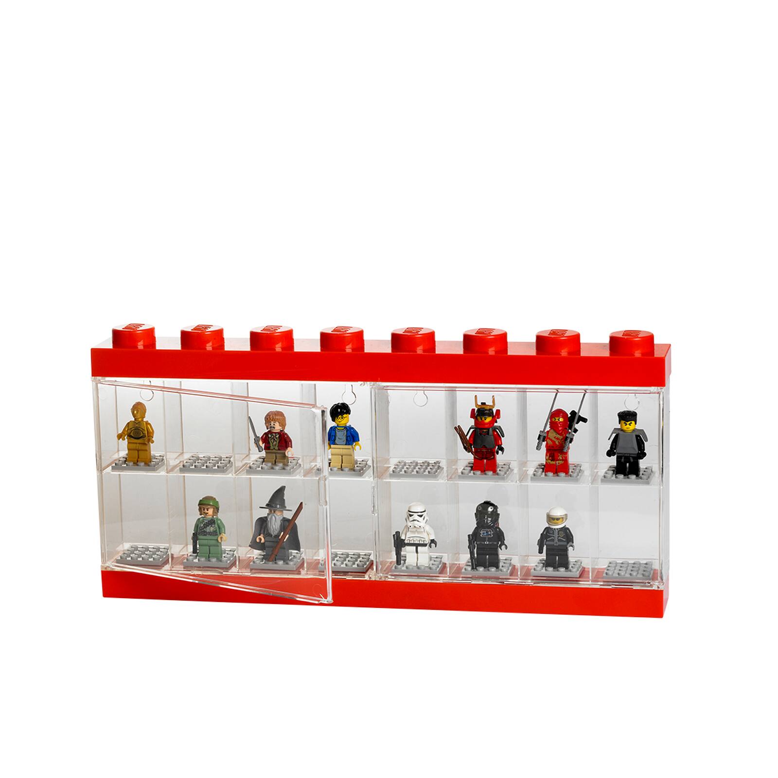 Angle. Room Copenhagen - LEGO Minifigure Display Case 16 - Bright Red.