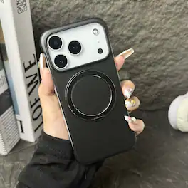 Dteck - Frameless Slim Phone Case for Apple iPhone 17 Pro Built-in Ring Stand, Magnetic Rugged Shockproof Hard PC Back Cover - Black