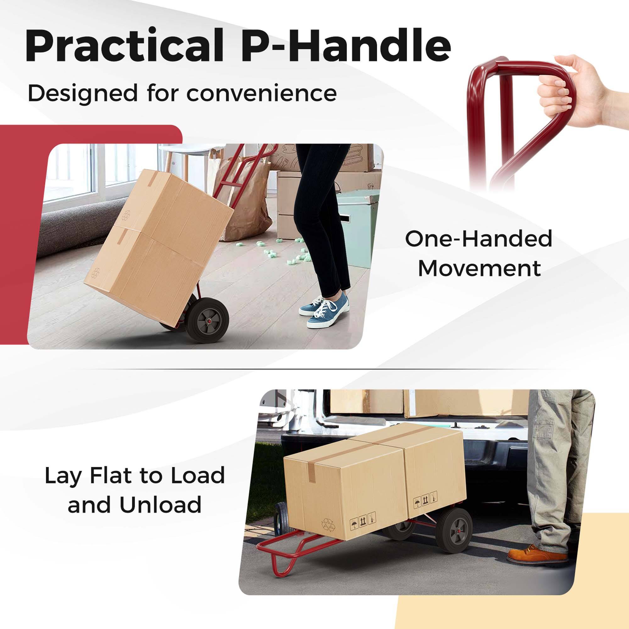 Practical P-Handle Designed for convenience One-Handed Movement Lay Flat to Load and Unload