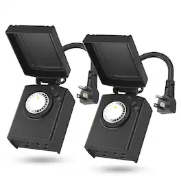 BN-LINK - 24H Heavy Duty Mechanical Timer, Outdoor, 2 Outlets, 30-Min Intervals, Waterproof, ETL (2 Pack) - Black