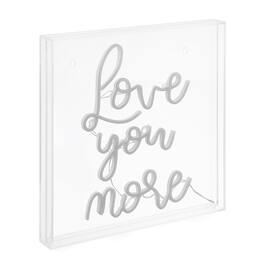Jonathan Y - Love You More 15" Square Contemporary Glam Acrylic Box USB Operated LED Neon Light - White