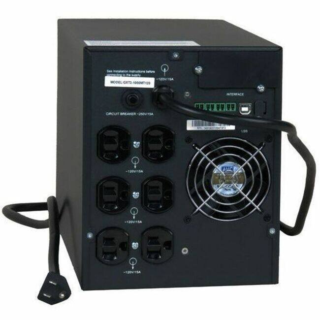 - MODEL: GXT3-1000MT120  
- INTERFACE  
- CIRCUIT BREAKER - 250V/15A  
- -120V/15A  
- -120V/15A  
- -120V/15A  
- -120V/15A  
- -120V/15A  
- -120V/15A  
- -120V/15A  
- -120V/15A  
- -120V/15A  
- -120V/15A  
- -120V/15A  
- -120V/15A  
- -120V/15A  
- -120V/15A  
- -120V/15A  
- -120V/15A  
- -120V/15A  
- -120V/15A  
- -120V/15A  
- -120V/15A