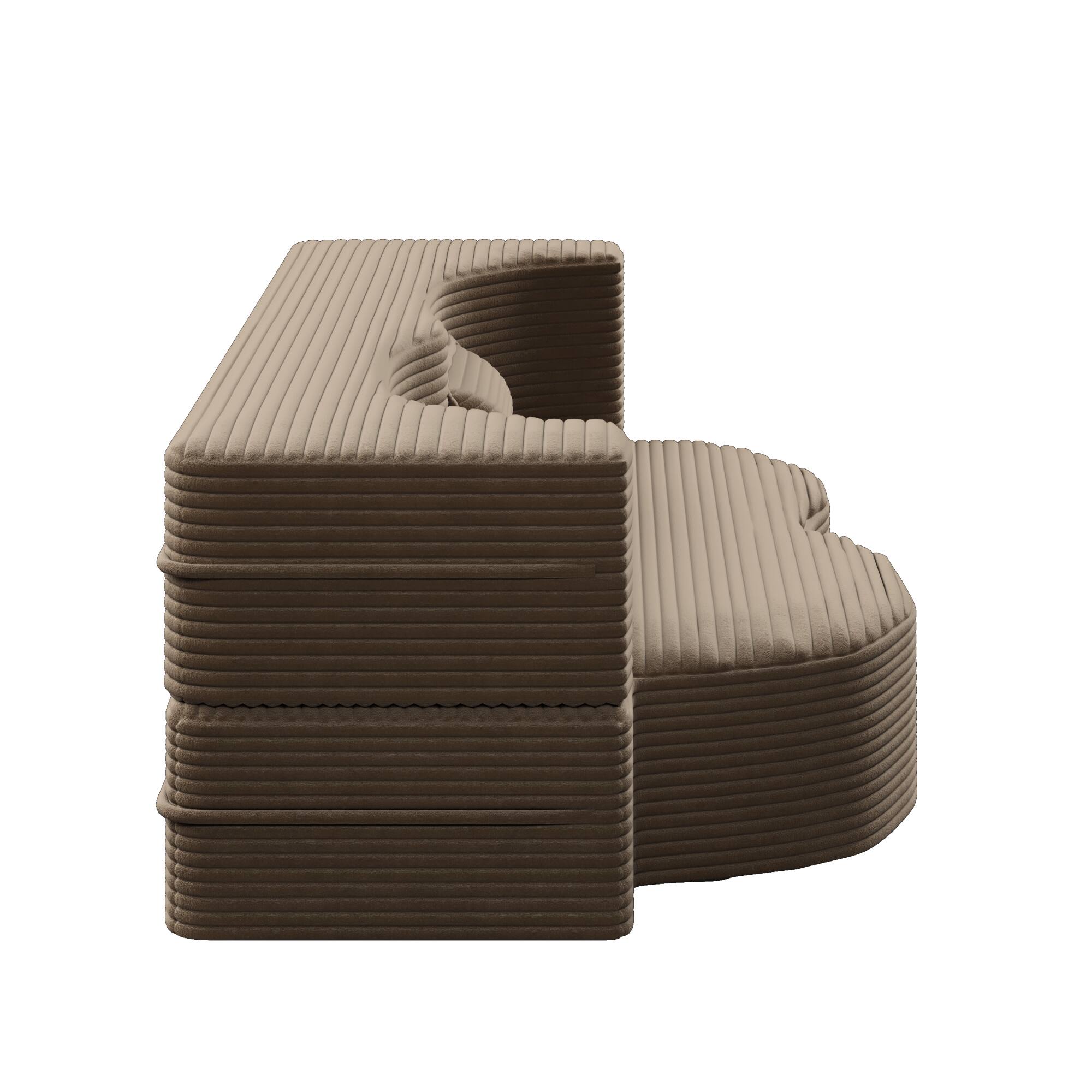 Alt View 4. GOODSILO - Convertible Plush Corduroy Floor Sleeper Sofa with Dual Pillows for Living Room and Guest Use - Coffee.