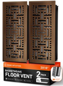 Home Intuition - Basketweave Floor Vent Covers 2X10 Inch with Mesh Cover, Heat and Air for HVAC, 2-Pack - Oiled Bronze