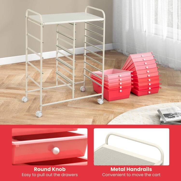 Round Knob  
Easy to pull out the drawers  

Metal Handrails  
Convenient to move the cart