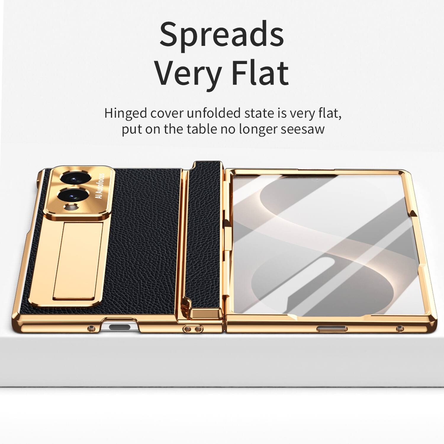 Spreads Very Flat  
Hinged cover unfolded state is very flat, put on the table no longer seesaw