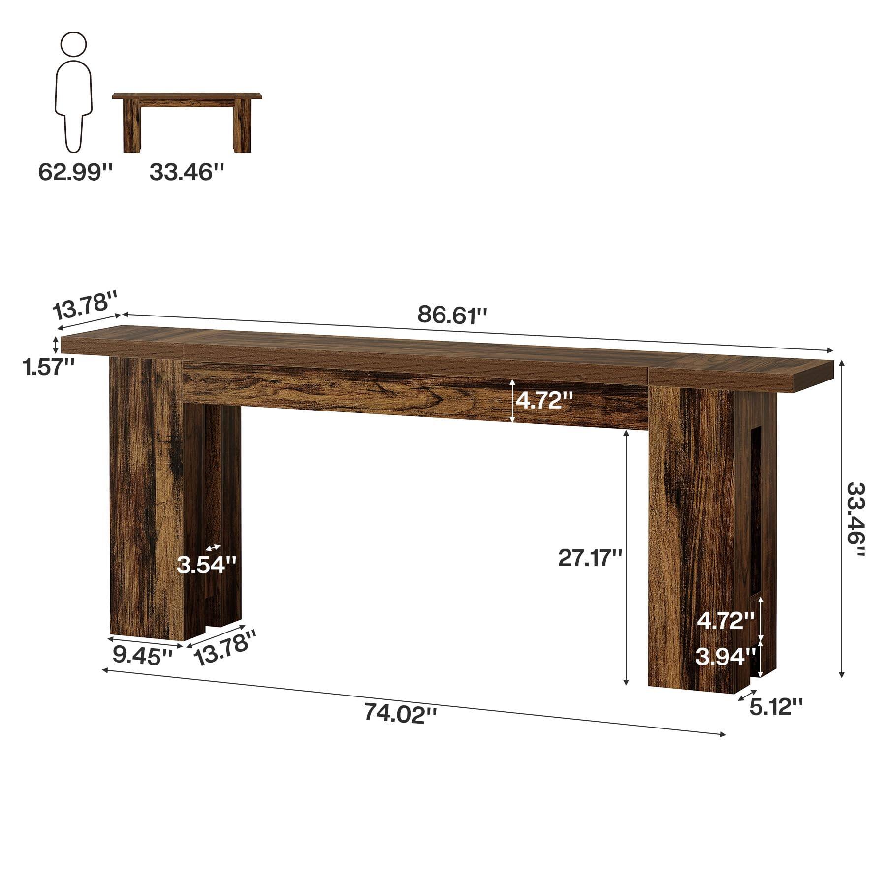 Tribesigns 86.6 Inch Extra Long Console Table, Rustic Narrow Farmhouse ...