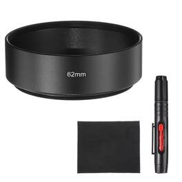 Unique Bargains - Lens Hood Shade, 62mm Mid-focus Metal Camera Cap Shade with Cleaning Cloth & Pen - Black