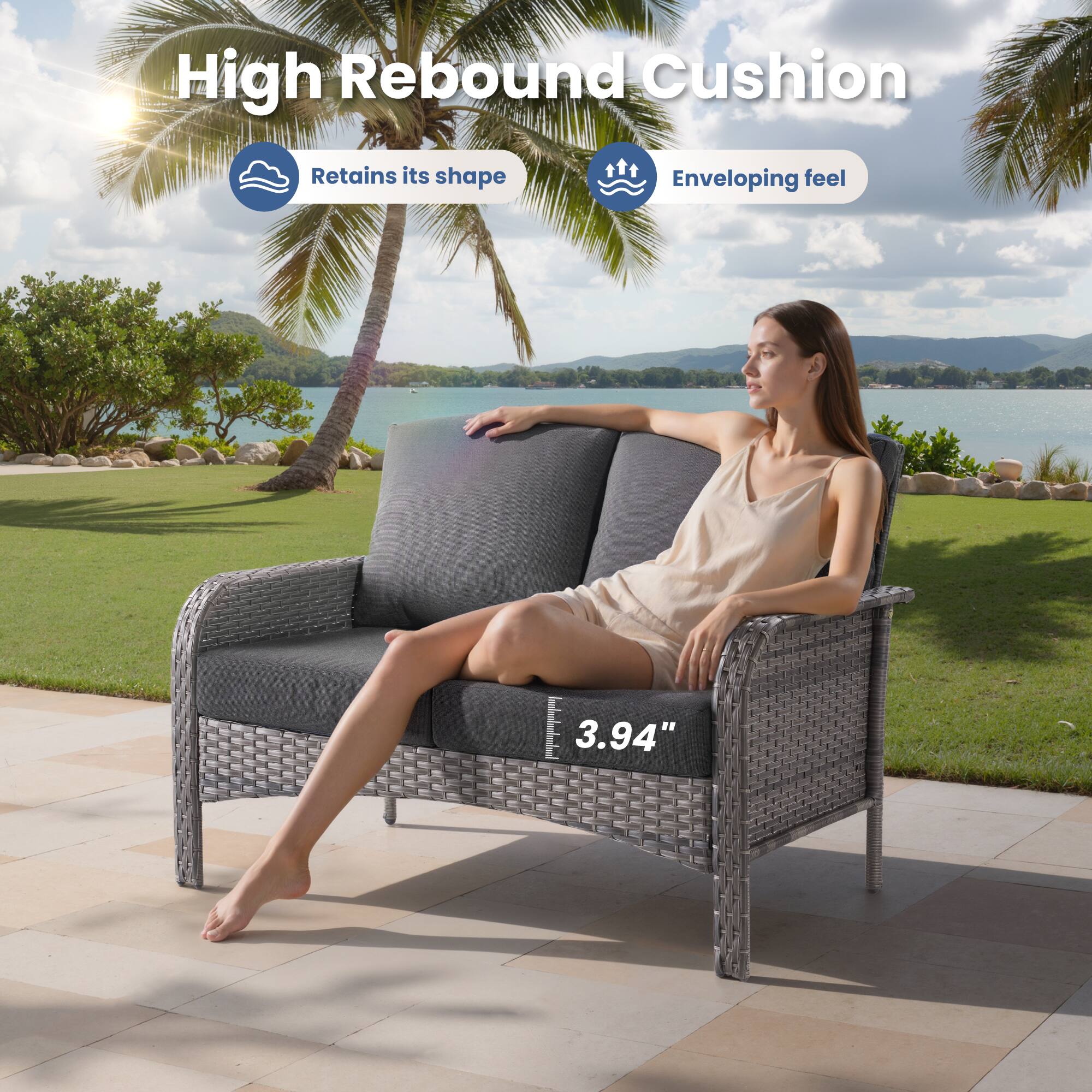 High Rebound Cushion  
Retains its shape  
Enveloping feel  
3.94"