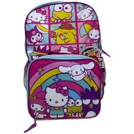 Hello Kitty - & Friends 16" School Backpack with Large Front Pocket & Rectangular Lunch Bag - Pink