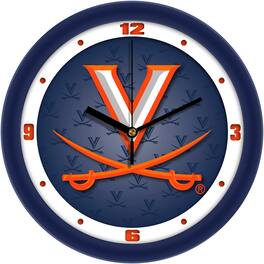 MpDirect - Virginia Cavaliers 11.5'' Suntime Premium Glass Face Dimension Wall Clock - Multicolor