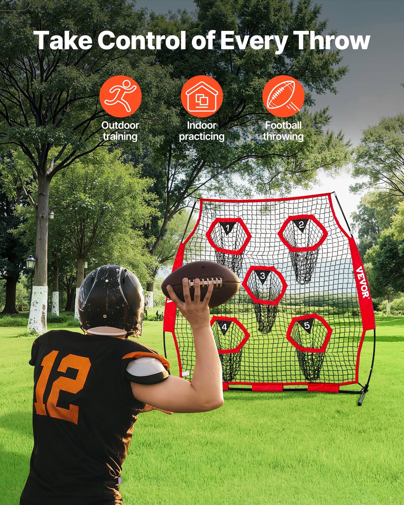 Take Control of Every Throw

Outdoor training  
Indoor practicing  
Football throwing

1 2 12 4 3 5

VEVOR