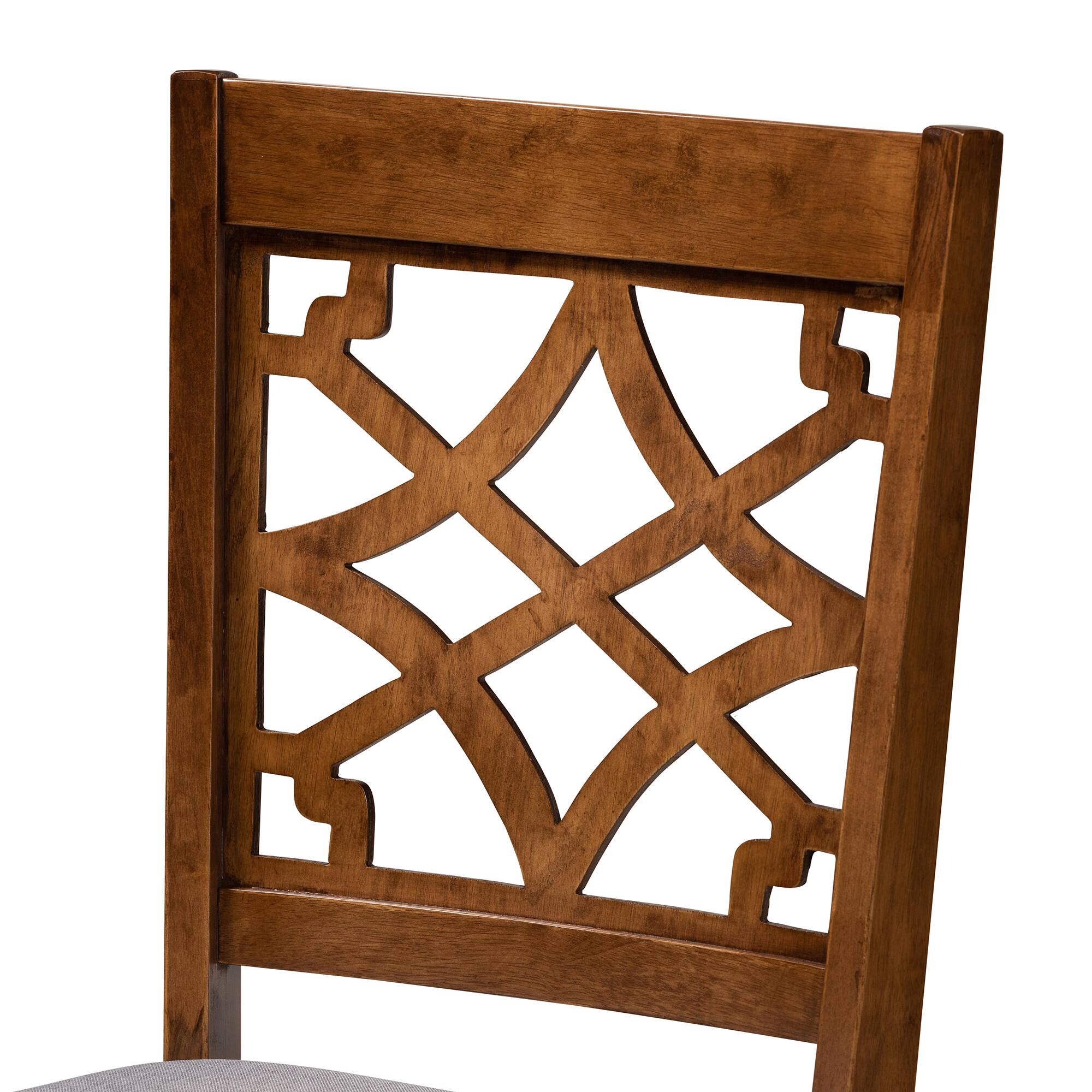 Left. Baxton Studio - Mael Modern and Contemporary Fabric Upholstered Finished Wood 4-Piece Dining Chair Set - Grey/Walnut.