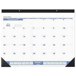 AT-A-GLANCE - 2026 21.75" x 17" Monthly Desk Pad Calendar - White/Blue