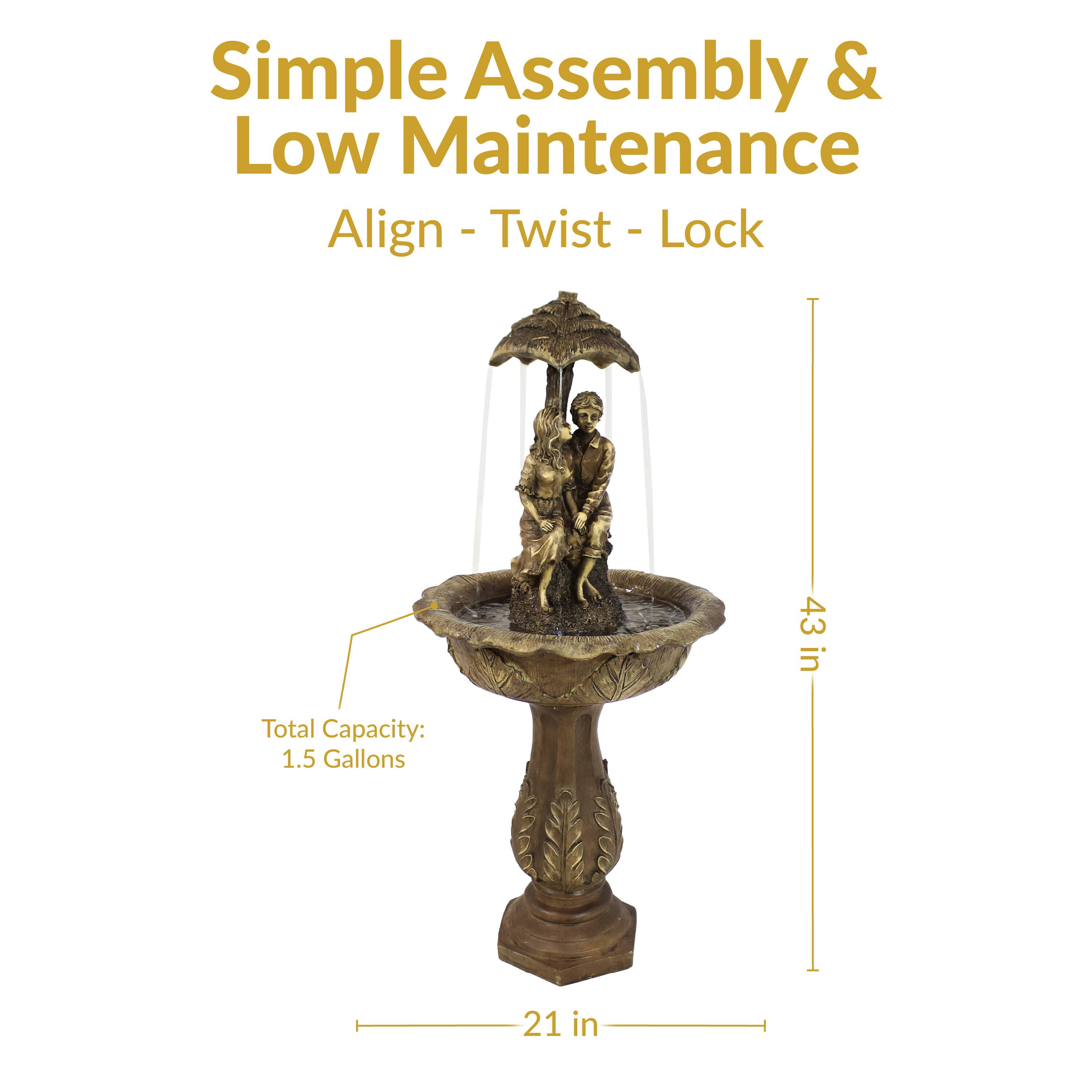 Simple Assembly & Low Maintenance  
Align - Twist - Lock  

Total Capacity: 1.5 Gallons  
43 in  
21 in