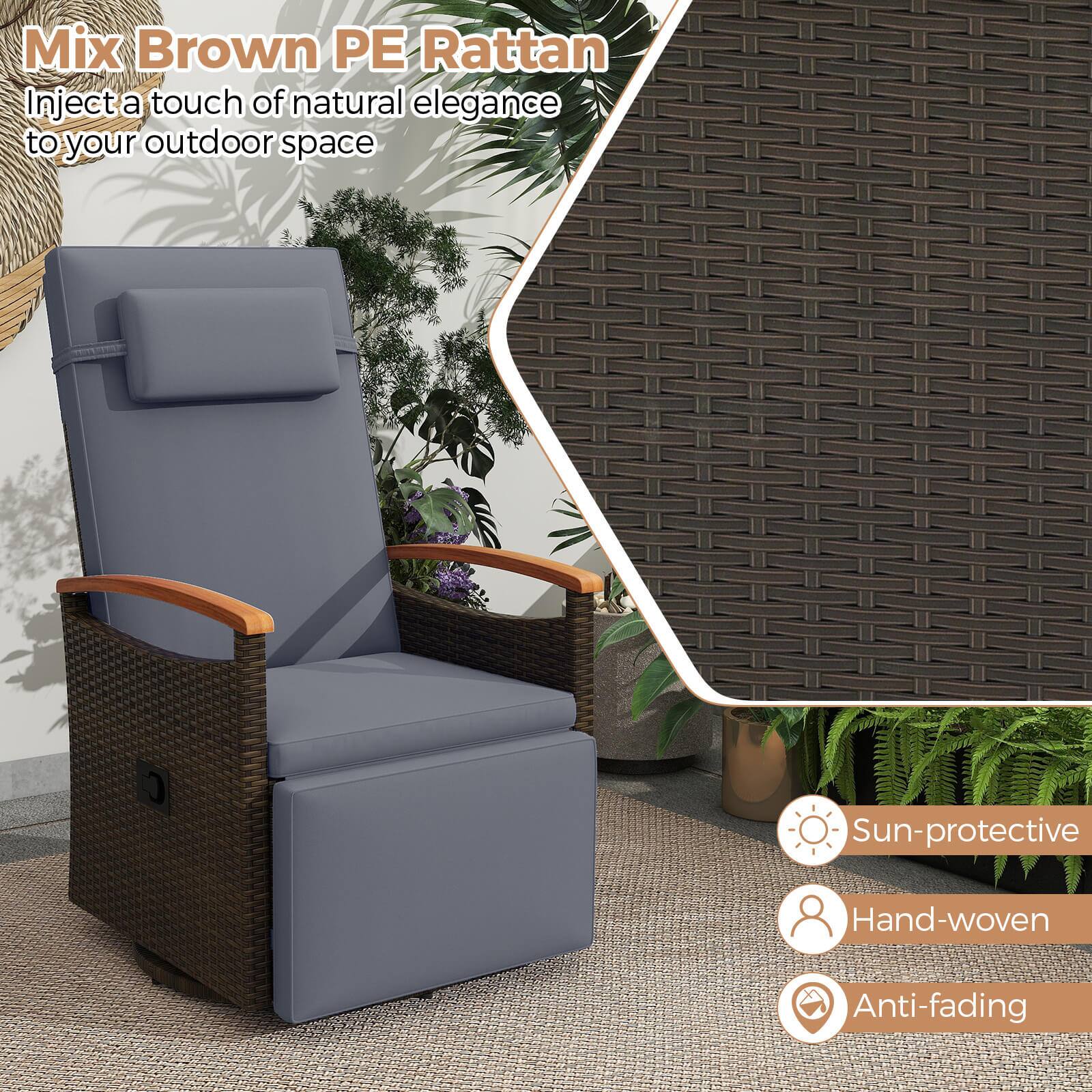 Mix Brown PE Rattan
Inject a touch of natural elegance to your outdoor space
Sun-protective
Hand-woven
Anti-fading