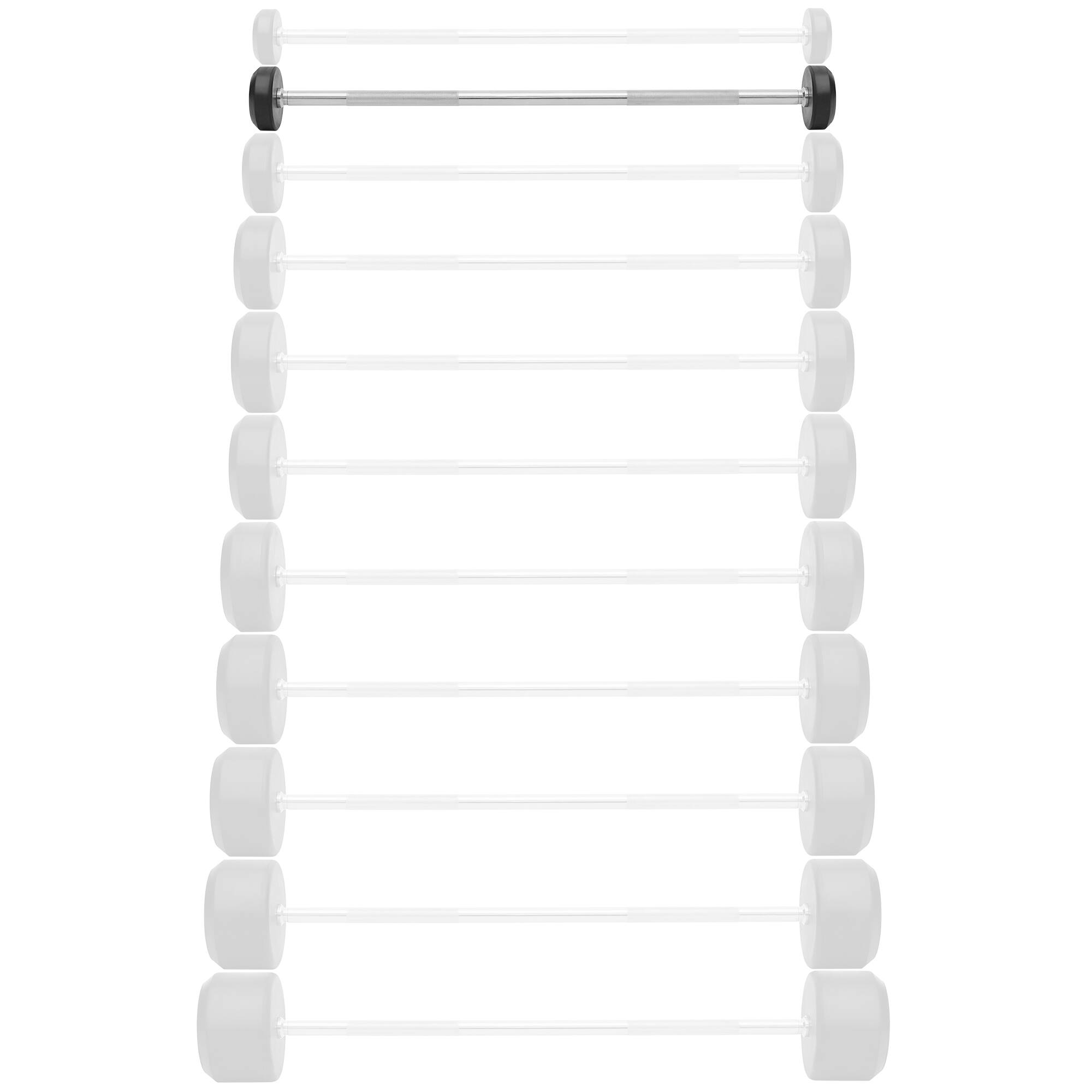 Alt View 1. Philosophy Gym - Rubber Fixed Barbell - Pre-Loaded Weight Straight Bar Weightlifting - Black.