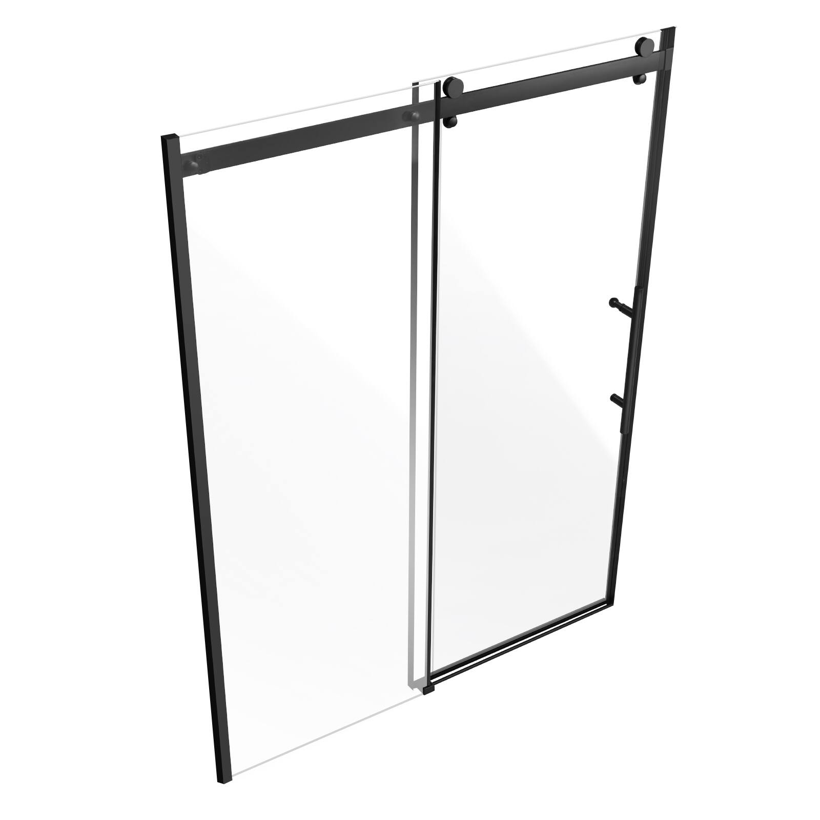 Alt View 5. VEVOR - Frameless Shower Door, 58-59 W x 75 H in, Shower Sliding Glass Door with 5/16 in(8mm) Clear SGCC Tempered Glass - Black.