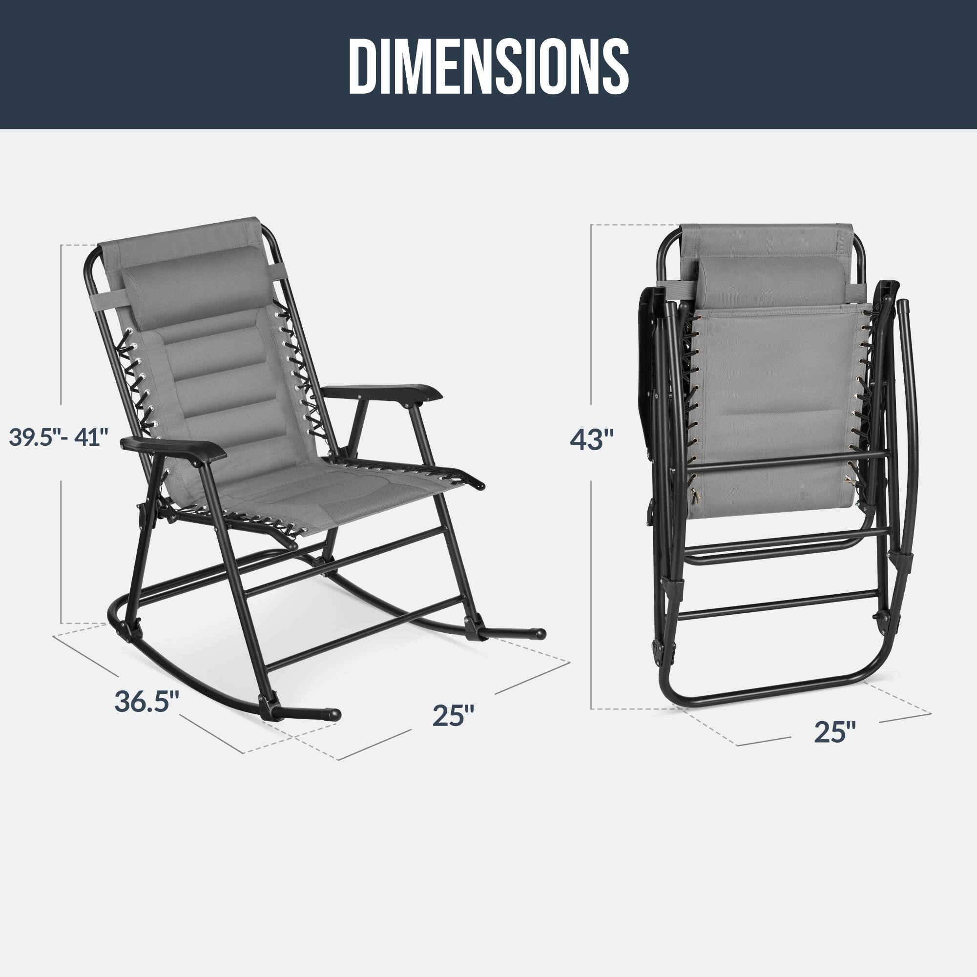 Best Choice Products Padded Folding Zero Gravity Rocking Chair with ...