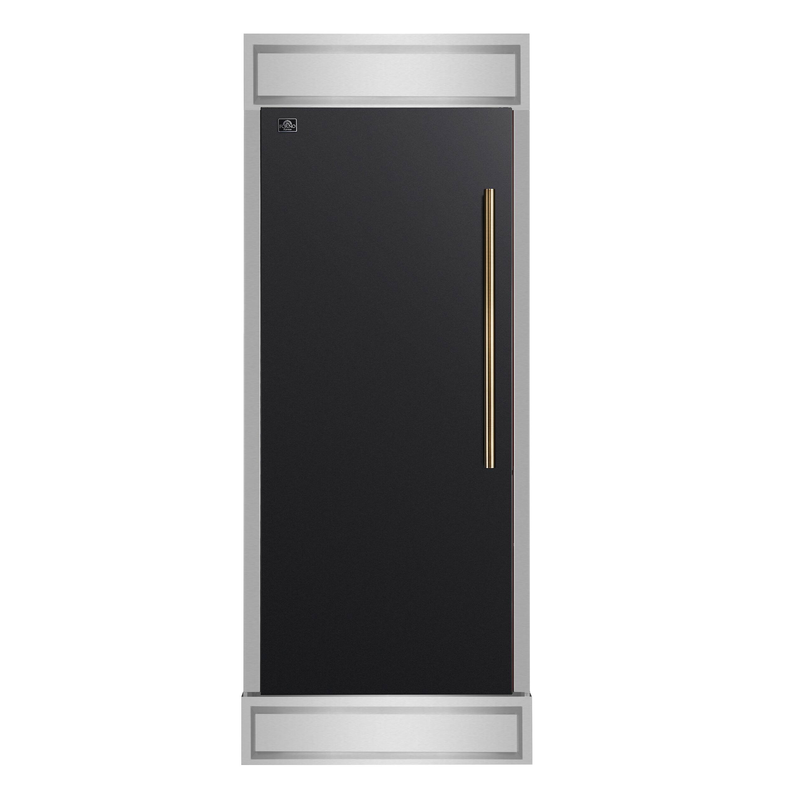 Front. Forno Appliances - Maderno 13.6 Cu. Ft. Built-In Convertible Refrigerator-Freezer with Left Swing Door and Smooth Decorative Grill - Black/Silver.