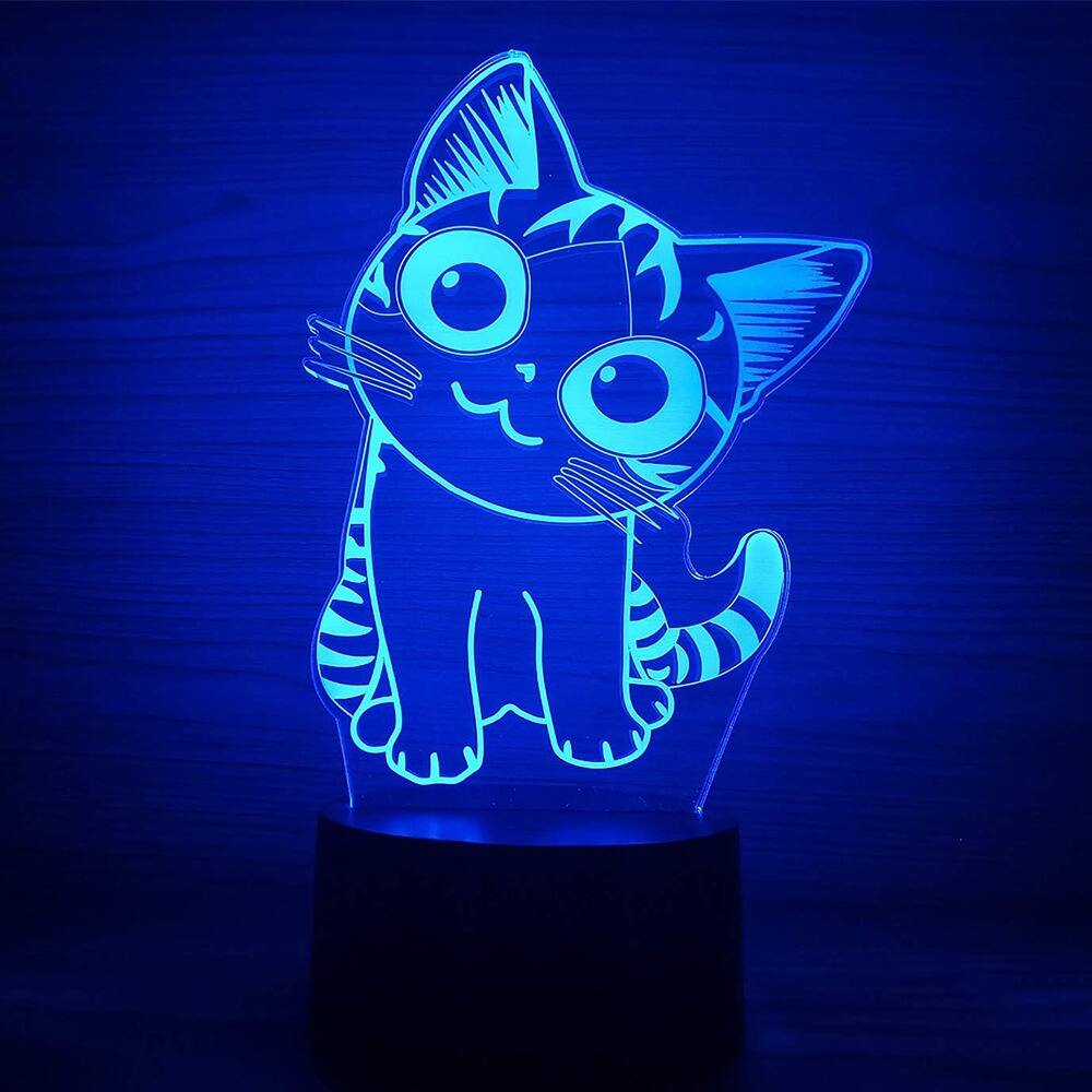 Angle. Schertz - 3D Cat Optical Illusion LED Night Light – 7 Color Touch Control, USB Powered.