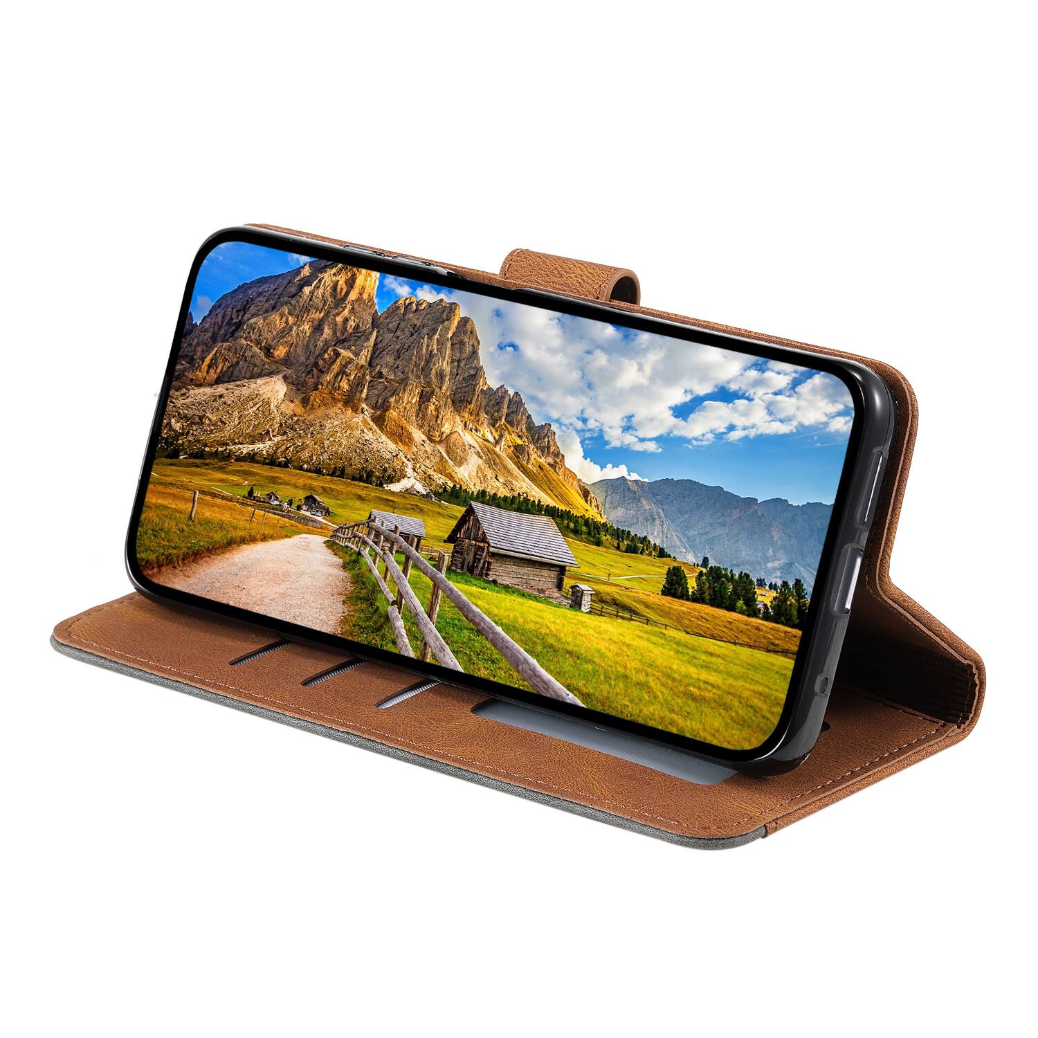 Alt View 1. Dteck - Wallet Case for Apple iPhone 17 Pro Max,Vintage PU Leather Flip Card Holder Kickstand Magnetic Closure Phone Cover - Brown.