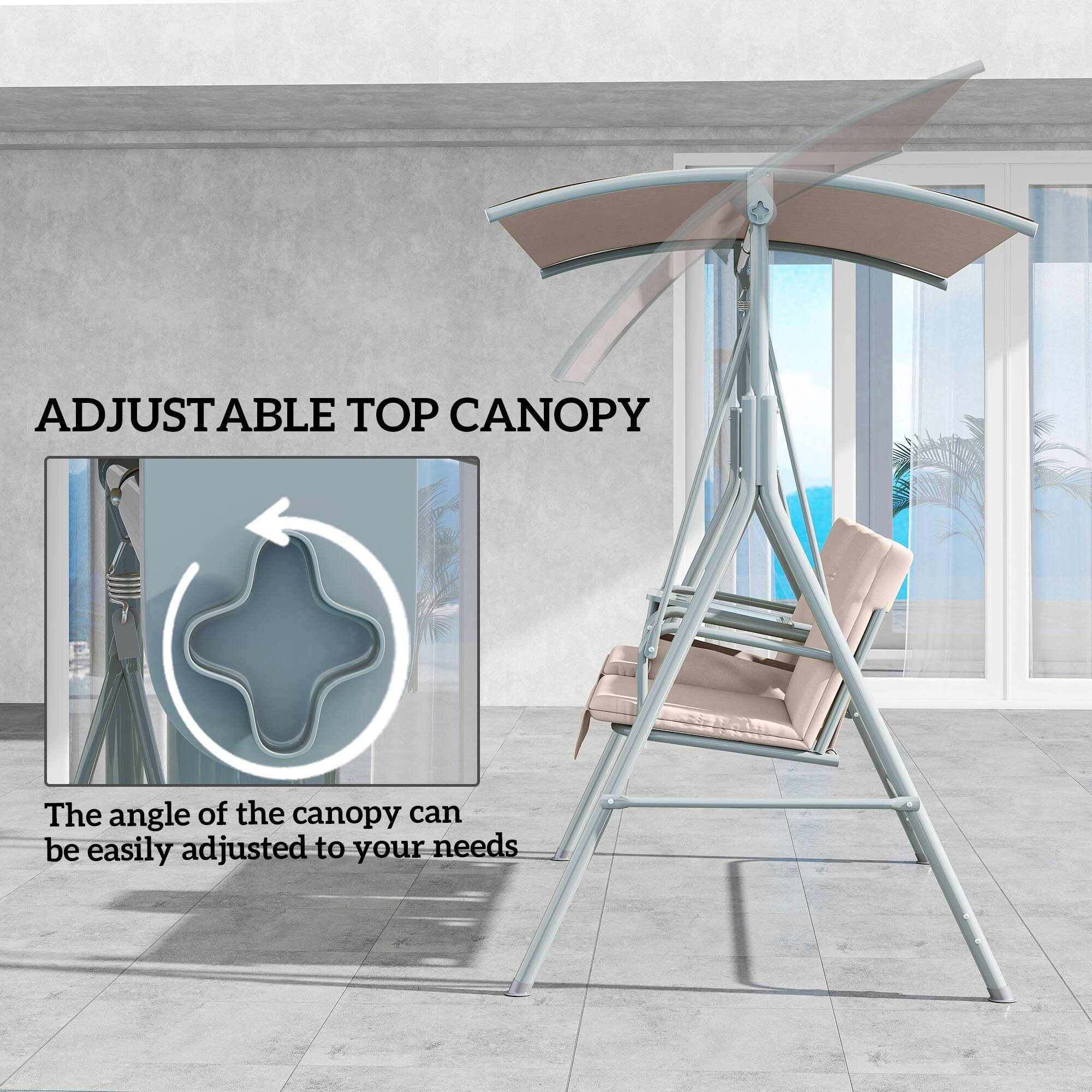 ADJUSTABLE TOP CANOPY
The angle of the canopy can be easily adjusted to your needs