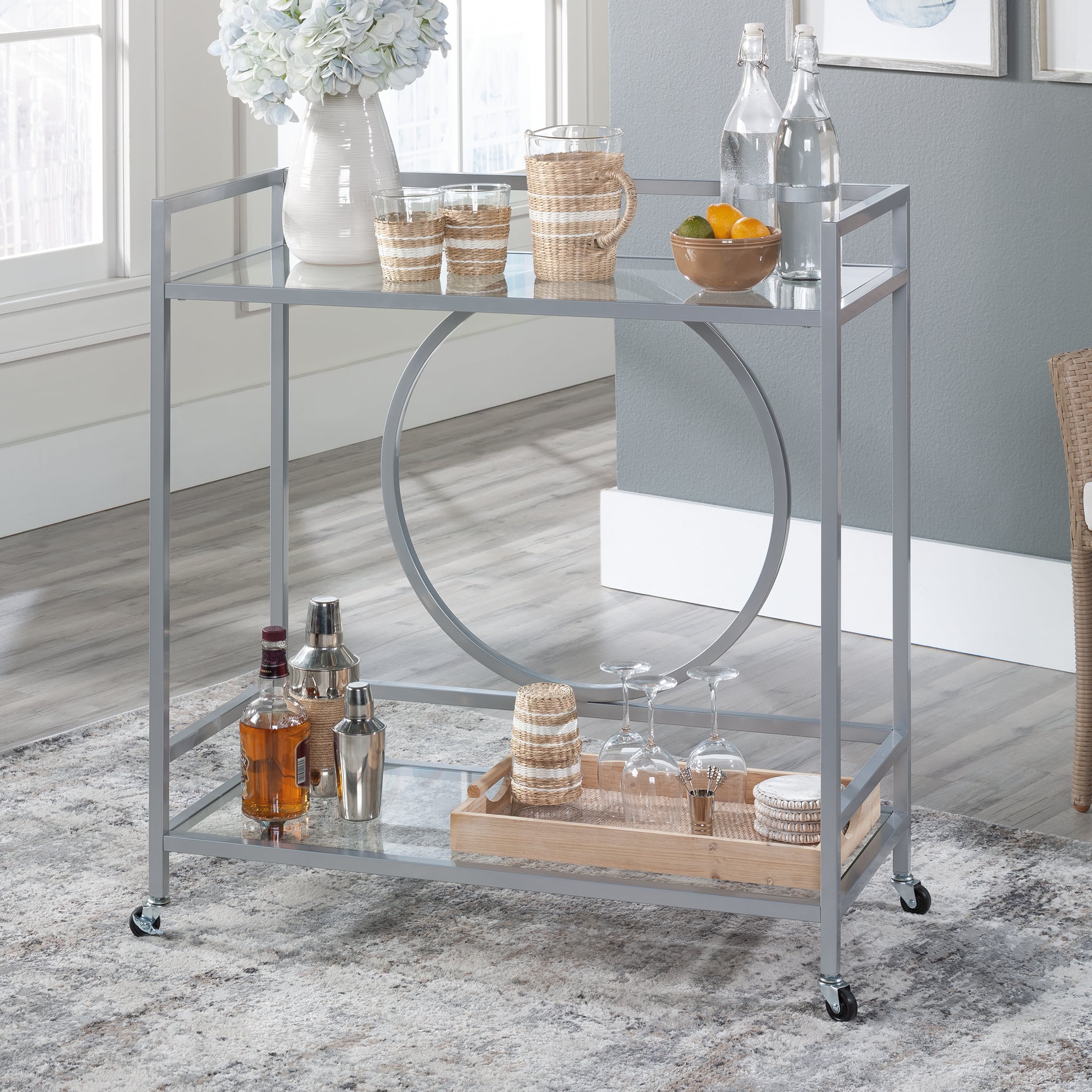 Angle View: Sauder - International Lux Bar Cart - Silver