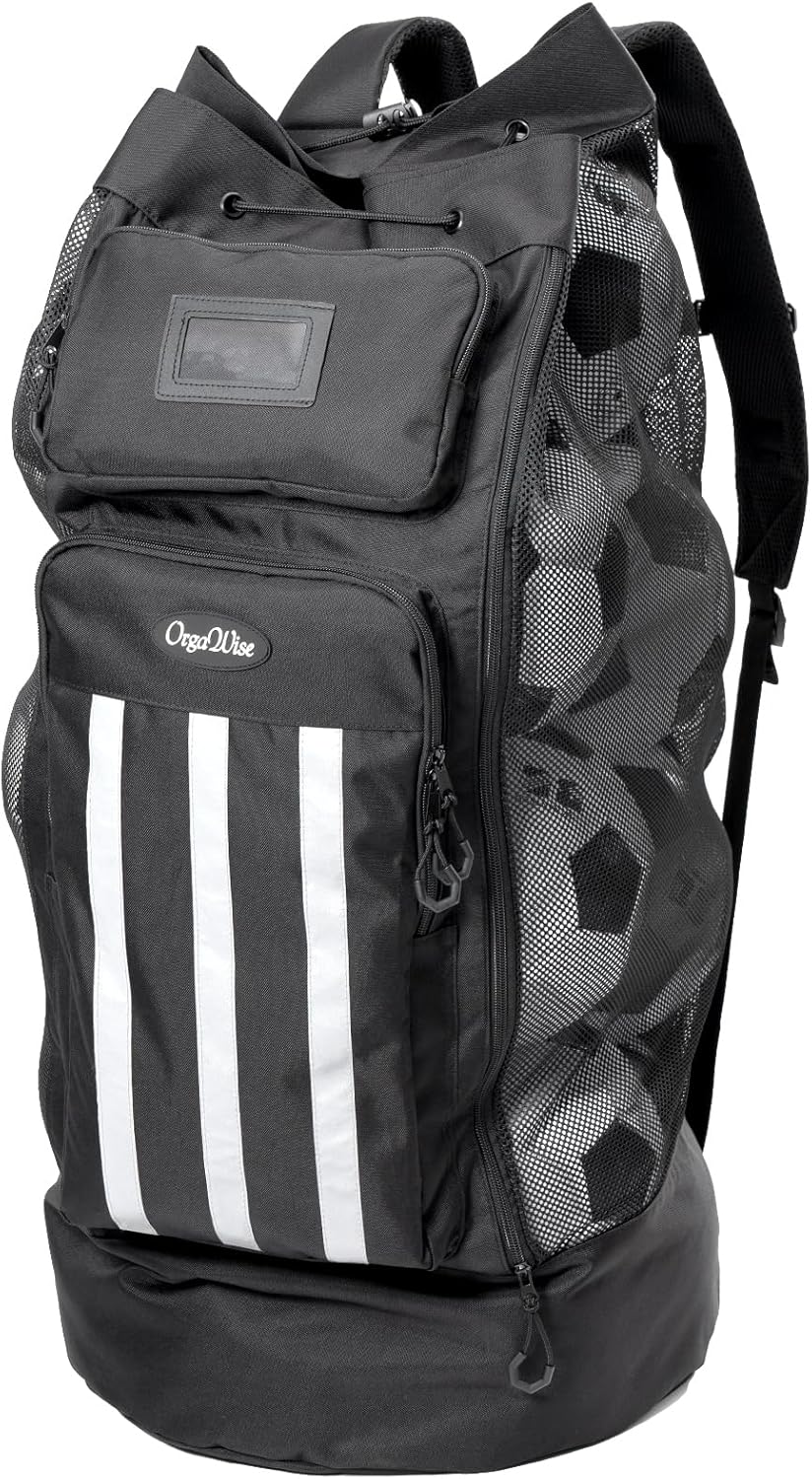 Vulpecula Spade - XXL Soccer Ball Bags for Coaches | 600D Oxford Cloth | SBS Zippers | Card Holder - Black