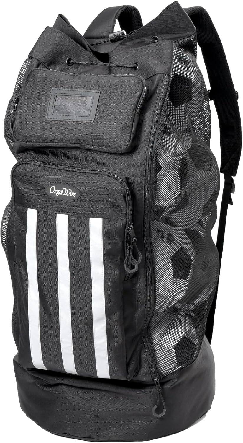 Front. Vulpecula Spade - XXL Soccer Ball Bags for Coaches | 600D Oxford Cloth | SBS Zippers | Card Holder - black.