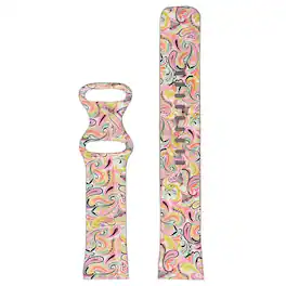 StrapsCo - Graphic Active Band Silicone Rubber Watch Strap For Fitbit Versa 4 (Short-Medium) - Paisley