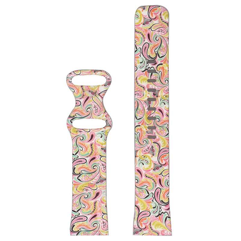StrapsCo - Graphic Active Band Silicone Rubber Watch Strap For Fitbit Versa 4 (Short-Medium) - Paisley