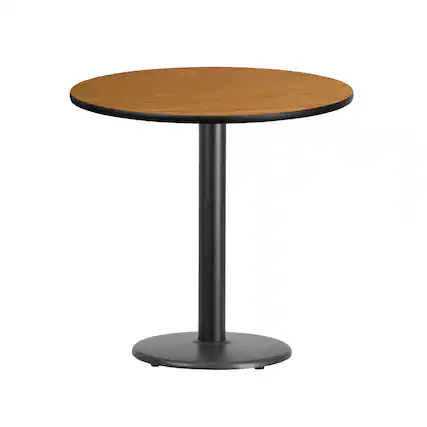 Front. Flash Furniture - Graniss 30'' Round Natural Laminate Table Top with 18'' Round Table Height Base - Natural.
