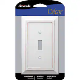 AMERELLE - Savannah 1 gang Wood Toggle Wall Plate 1 pk - White