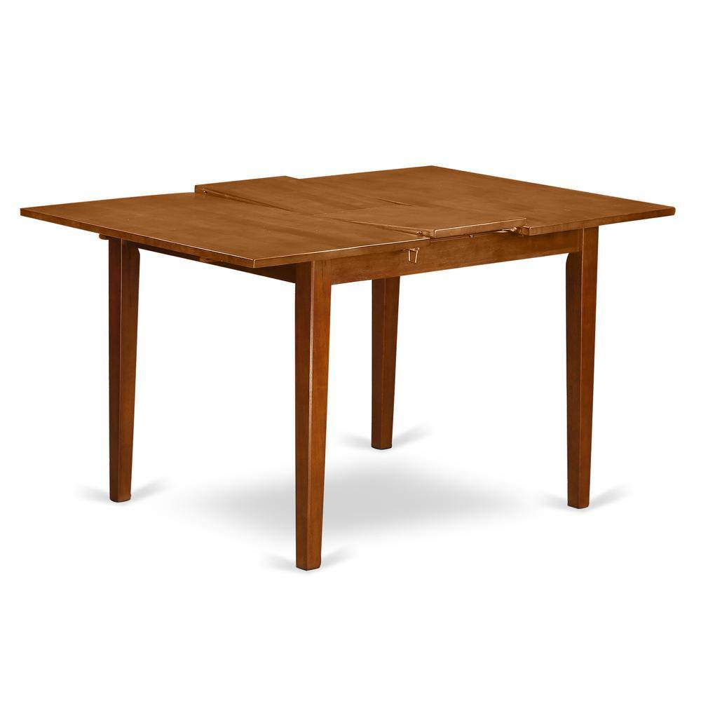 Angle. East West Furniture - MLPO7-SBR-C 7 Pc dinette set for small spaces-Kitchen Table and 6 Dining Chairs - Saddle Brown.