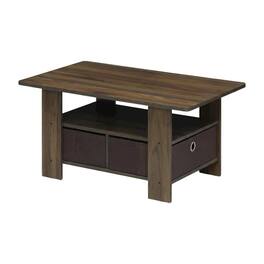 FurniFact - Columbia Walnut Dark Brown Coffee Table with Bin Drawer and Storage Compartment - Columbia Walnut/Dark Brown