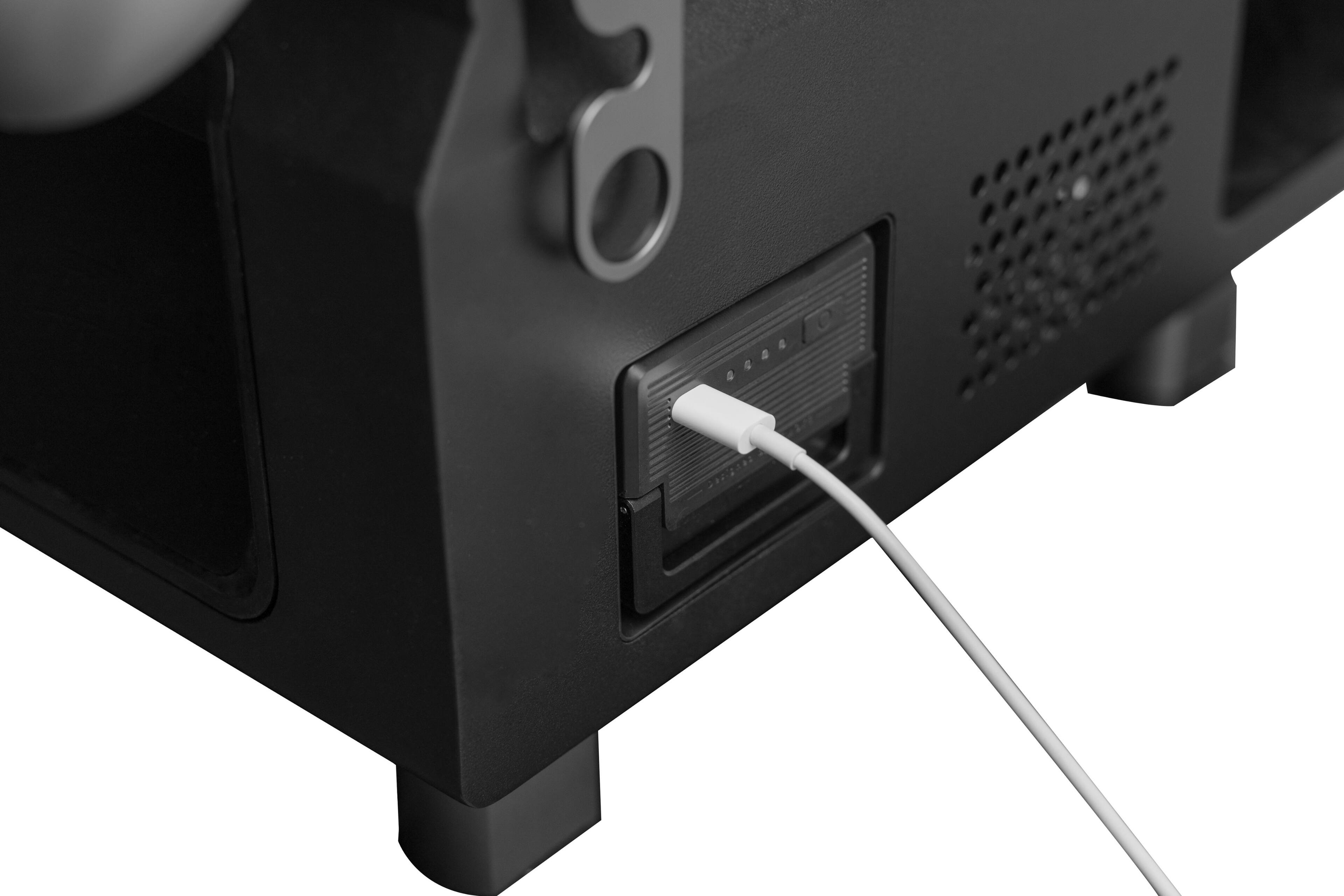 Left. Asmoke - Essential Portable Wood Pellet Grill and Smart Smoker with Built-in Screen - Grey.