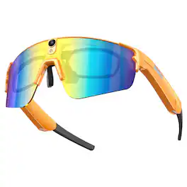 PRIMEPLUS - POV AI Smart Glasses 8MP Camera Video Recording Outdoor Cycling AI Translation Music Player Sport Smart Sunglasses - Orange frames/colored lenses