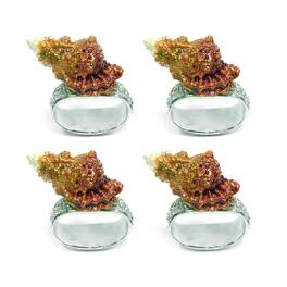 Things2Die4 - Set of 4 Rhinestone Encrusted Metal Conch Shell Napkin Rings - Orange