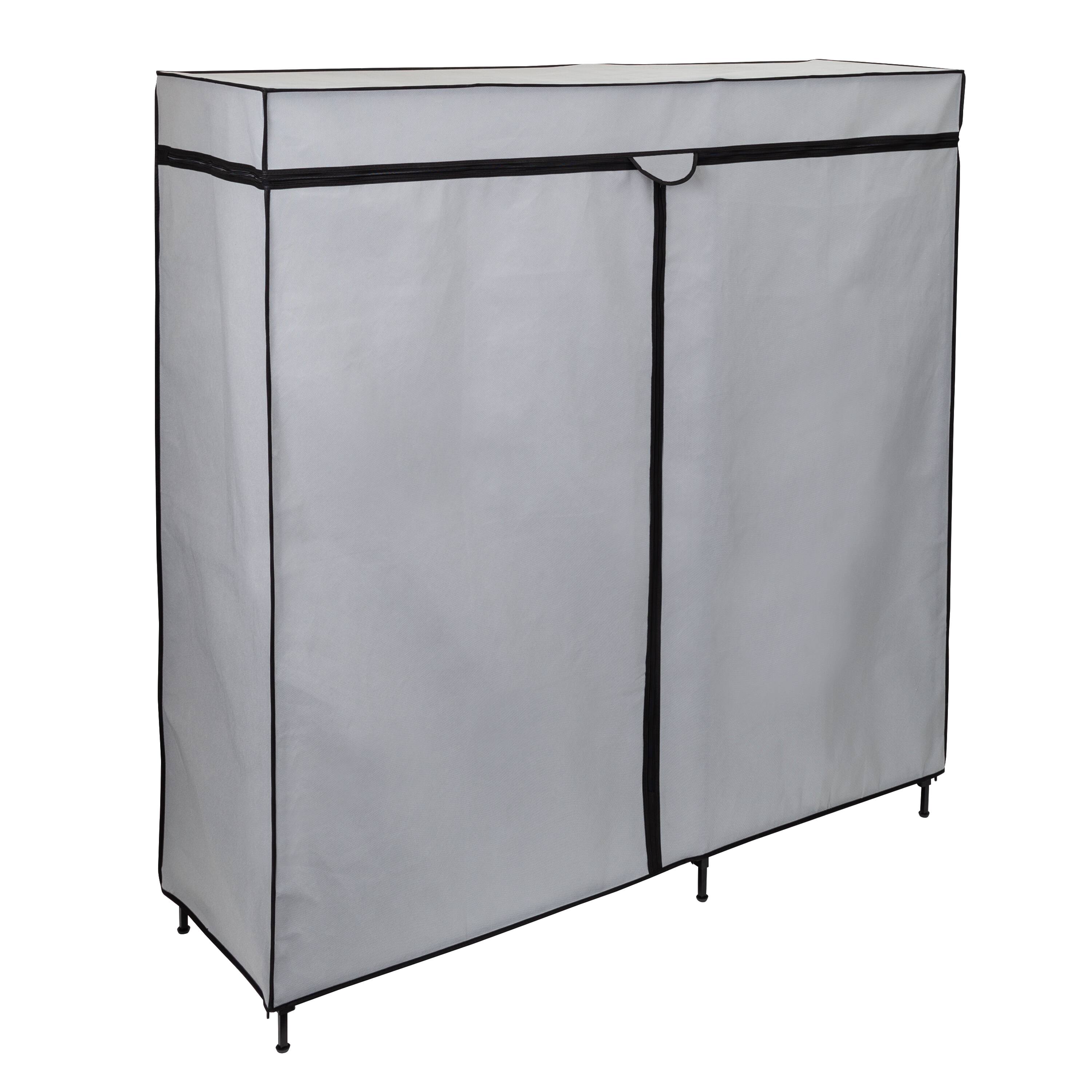Front. Honey-Can-Do - 60In Wide Double Door Portable Wardrobe Closet - Grey.