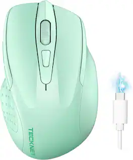 TECKNET - Wireless Mouse, BT 5.0/2.4G, Rechargeable 6-DPI Silent - Wireless - Green