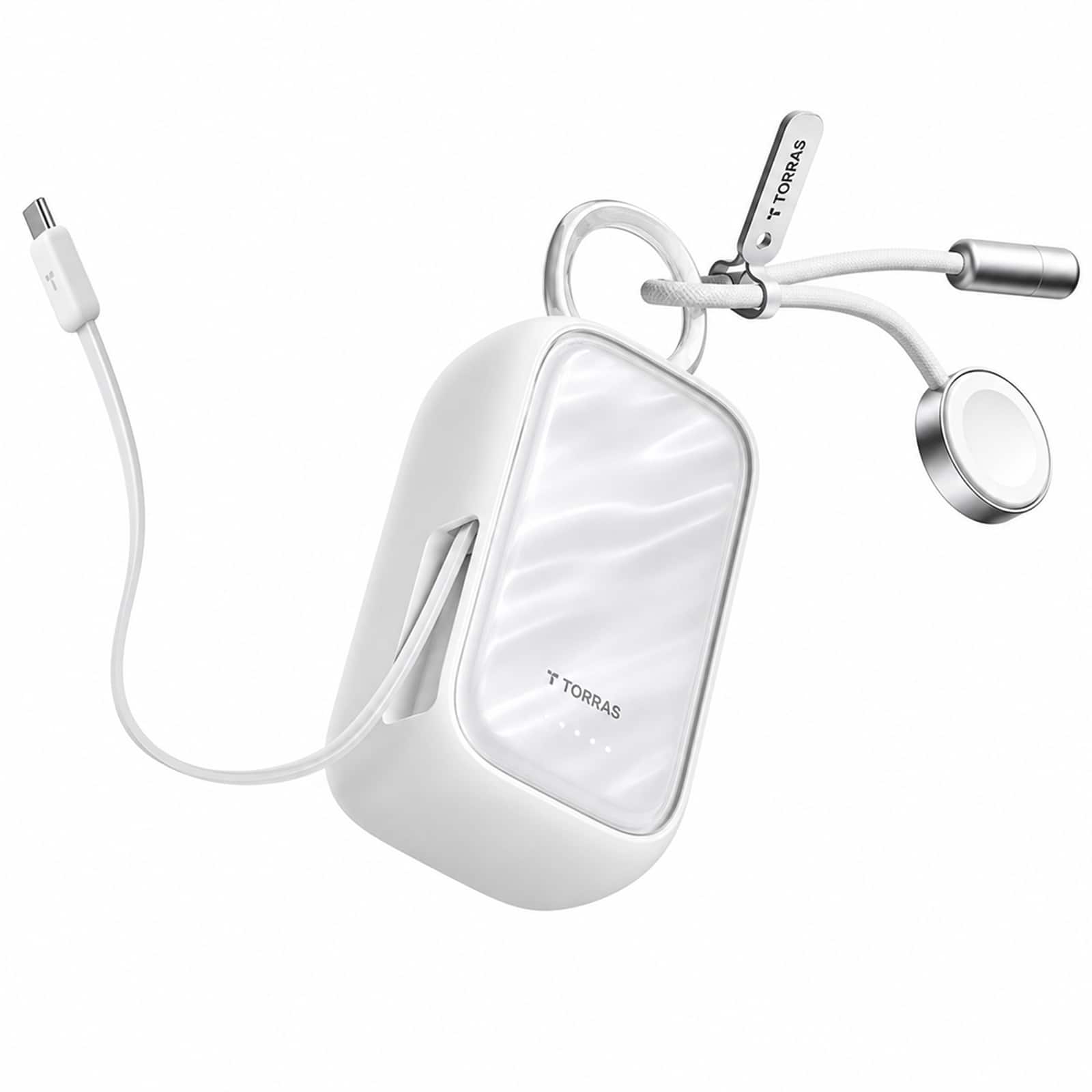 TORRAS - PearlGo Power Bank 10000mAh, 45W Fast Charging with 2.3 ft Built-in USB-C Cable and Watch Charger, White price history on PriceWatchPro