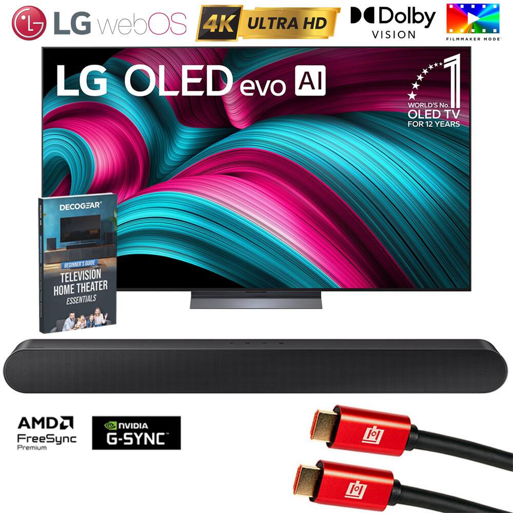 LG webOS 4K ULTRA HD LG OLED evo AI .. Dolby VISION FILMMAKER MODE WORLD'S No 1 OLED TV FOR 12 YEARS DECOGEAR BEGINNER'S GUIDE TELEVISION HOME THEATER ESSENTIALS AMD NVIDIA FreeSync G-SYNC Premium
